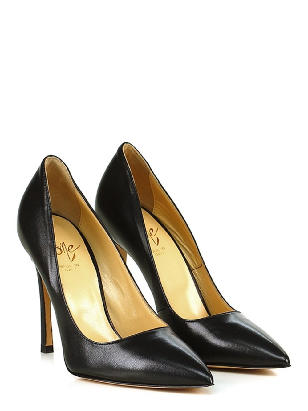 Italian Black Leather Pointed-Toe Stiletto Pumps